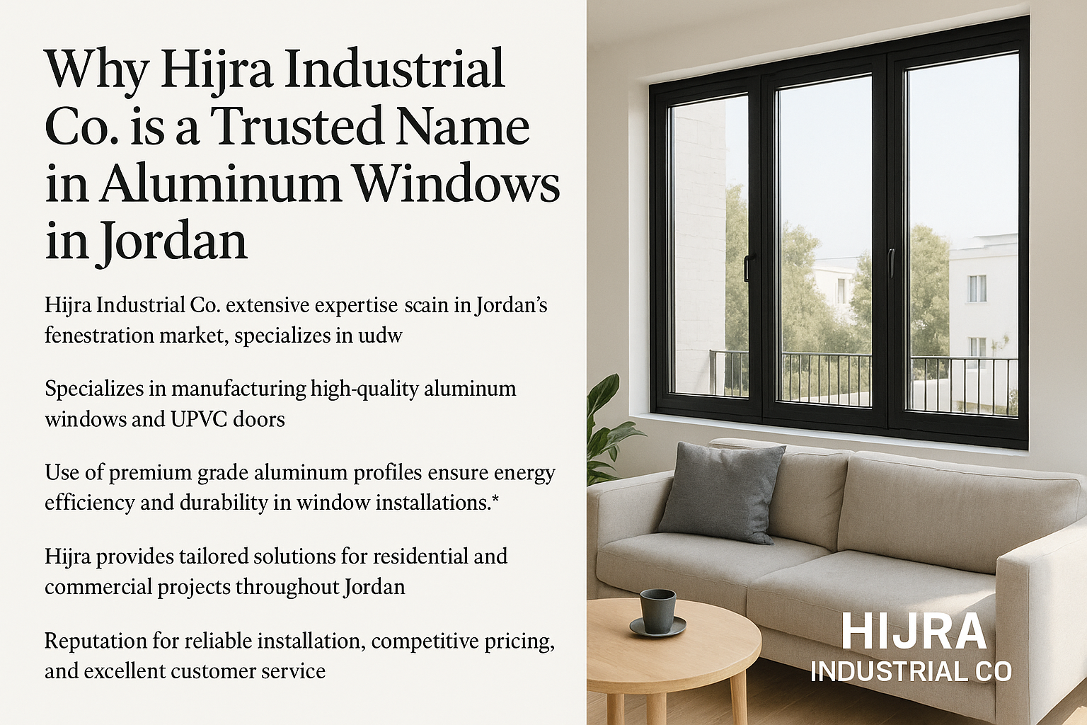Why Hijra Industrial Co. is a Trusted Name in Aluminum Windows in Jordan