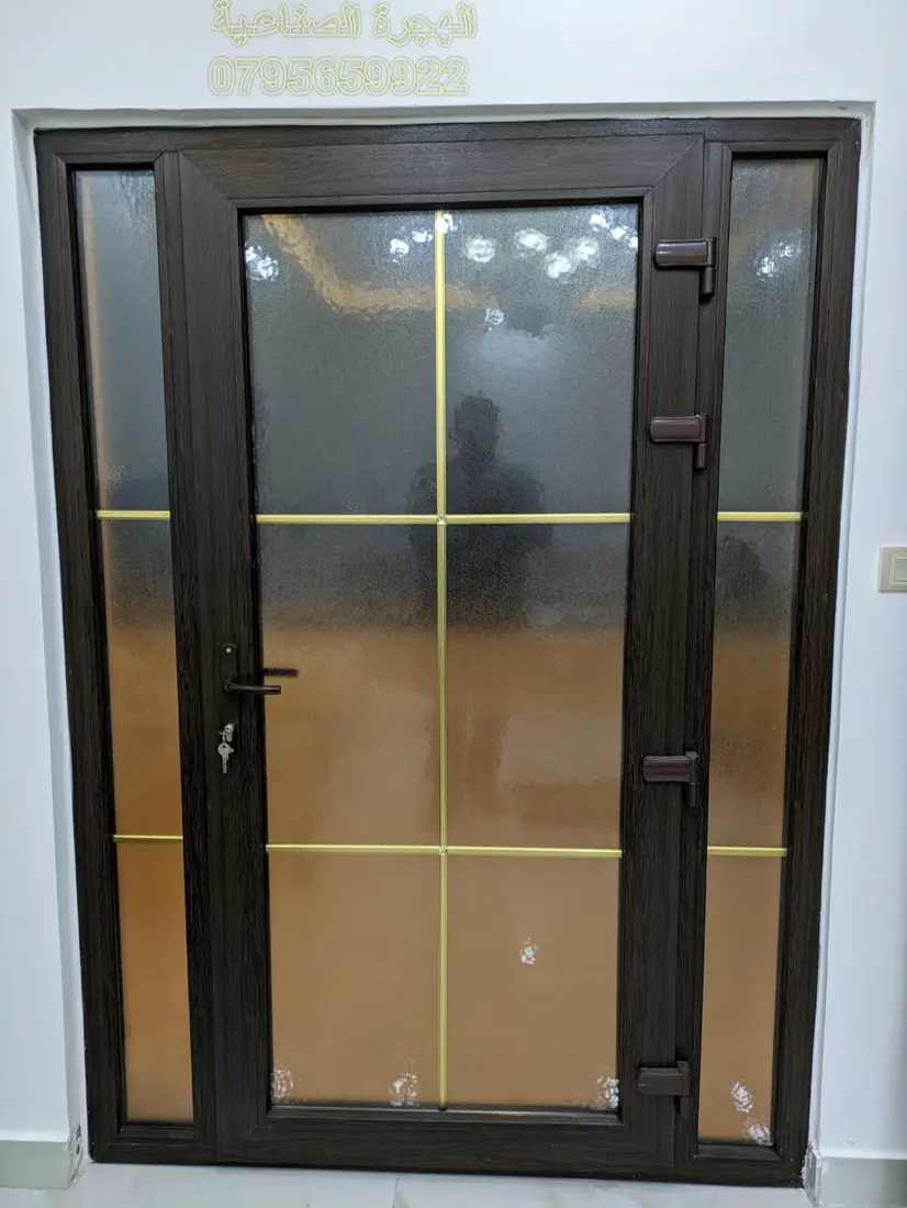 باب uPVC منفذ باللون الداكن مع زجاج